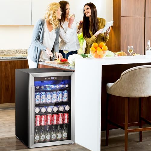 Antarctic Star Beverage Refrigerator Cooler - 145 Can Mini Fridge Glass Door for Soda Beer or Wine, Clear Front Door for Home Office or Bar, 4.4Cu.Ft - Image 3