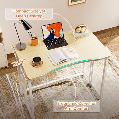 Huuger Folding Desk with Storage Shelf, 31.5 Inch Foldable Computer Table - Image 5