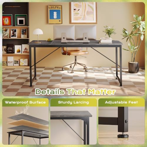 PRAISUN 70 Inch Computer Desk, Office Desk, Spacious Desktop, Grey - Image 6