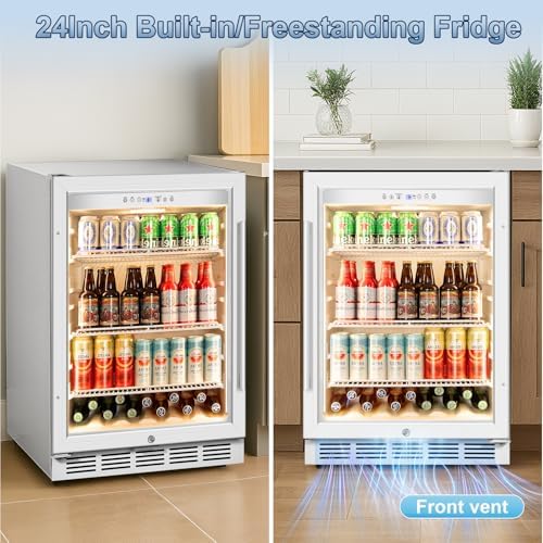 Velivi 24''Beverage Refrigerator Undercounter Fridge with Glass Door - Image 3