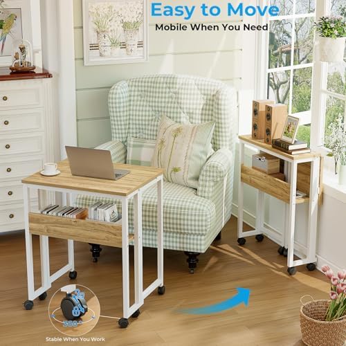 GreenForest Folding Desk with Wheels, 24.8" Rolling Table for Small Spaces - Image 4