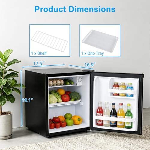 COSTWAY 1.7 Cu.Ft Mini Fridge with Compartment for Dorm Office Bedroom - Image 2