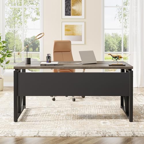 Tribesigns Office Desk with Drawers Sets, 55 inches L Shaped Computer Desk with Mobile File Cabinet,Big Executive Desk for Home Office Furniture Sets (Dark Oak, 55-inch) - Image 6
