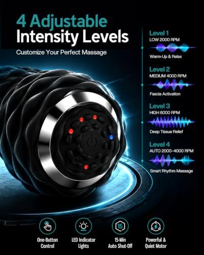 Vibrating Massage Roller for Plantar Fasciitis, 4-Speed Peanut Massage Ball, The Roller - Deep Tissue Myofascial Release Suitable for Plantar Fasciitis, Foot, Neck, Back, Body (Black) - Image 2