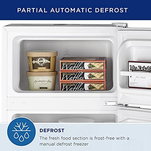 GE Mini Fridge With Freezer | 3.1 Cubic Ft. | Double-Door Design With Glass Shelves, Crisper Drawer & Spacious Freezer | Small Refrigerator Perfect for the Garage, Dorm Room, or Bedroom | White - Image 4