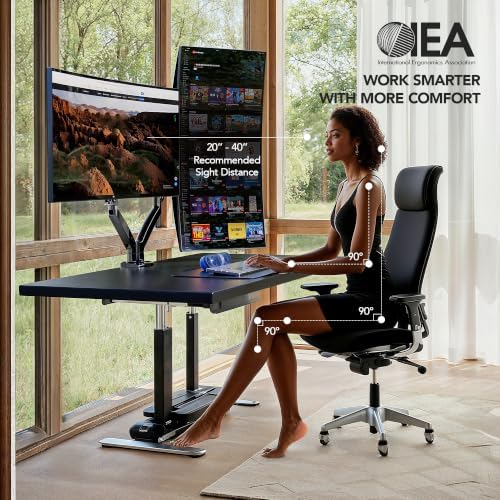 HUANUO Dual Monitor Stand for 13″–40″, Premium Dual Monitor Mount with USB, Height Adjustable Monitor Stand for 2 Monitors, VESA Mount with Clamp/Grommet Base, Holds 26.4lbs per Arm, HNDS7 - Image 4