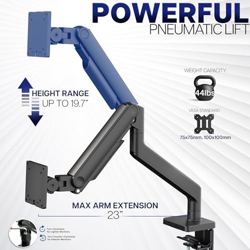 VIVO Heavy Duty Aluminum Ultrawide Monitor Tension Arm for up to 49 inch Screens, Holds 44 lbs, Premium Desk Mount Stand Designed for Samsung Odyssey G9 and More, Black, STAND-V101V - Image 3