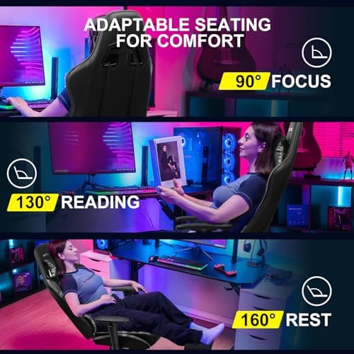 GTPLAYER Gaming Chair with Footrest, Ergonomic Computer Game Desk Chair, Reclining Gaming Chair Seat Height Adjustment, Swivel Rocker with Headrest and Lumbar (Camouflage) - Image 4