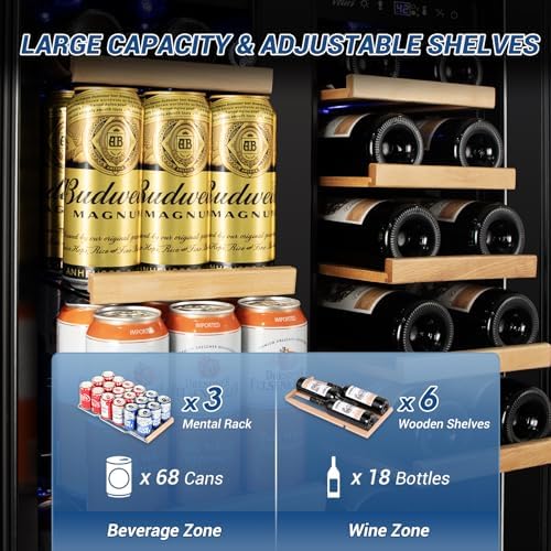 Velivi 24'' Wine and Beverage Refrigerator UnderCounter Fridge Dual Zone - Image 3