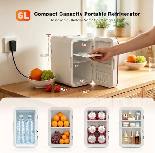 YLFU 6L Mini Skincare Fridge with Dimmable LED Mirror for Makeup Cosmetics - Image 3
