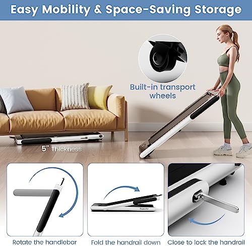 Goplus 2 in 1 Under Desk Treadmill, 2.25HP Superfit Folding Treadmill with Touch Panel Control, App Control, Remote Control, Bluetooth Speaker, Foldable Walking Treadmills for Home Office - Image 6