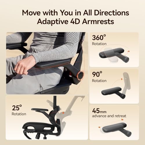 SIHOO B100 PRO Ergonomic Office Chair with Footrest, 4D Flip-Up Armrests - Image 6