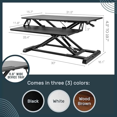 TechOrbits Standing Desk Converter - 32 Inch Adjustable Sit to Stand Up Workstation, Particle Board, Dual Monitor Desktop Riser with Keyboard Tray, for Home Office Laptop, Black 32" - Image 2