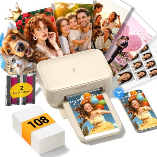 HPRT Photo Printer 4x6 with 108 Sheets Photo Paper & 2 Ribbons by HPRT