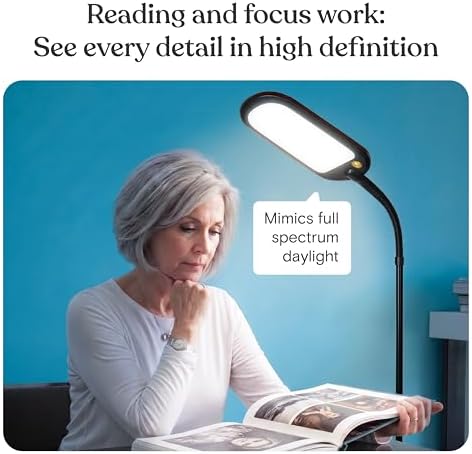 Brightech Litespan Slim LED Floor Reading Lamp - Modern Tall Lamp with Adjustable Gooseneck for Living Rooms & Offices - Dimmable Crafts Work Light - Brown - Image 2