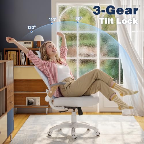 Ergonomic Office Chair, High Back Home Desk Chair with Flip-Up Arms, 3D Headrest, 90-120° Tilt and Wide Cushion Seat, Big and Tall Computer Chairs for Man Woman, Mesh Chair Black Woodgrain - Image 5