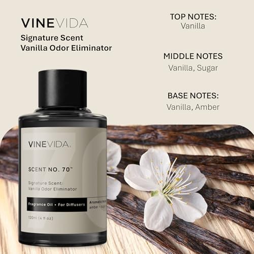 VINEVIDA [4 Fl Oz] Vanilla Odor Eliminator Fragrance Oil for Cold Air Diffusers, Essential Oils for Diffuser Oil Refill & Air Freshener Room Spray. - Image 2