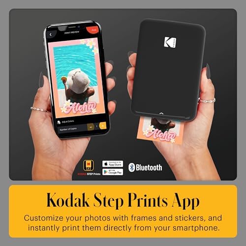 Kodak Step Instant Smartphone Photo Printer - 75 Sheets Bundle - Portable Mini Color Wireless Mobile Printer - Zink 2x3” Sticky-Back Photos - Bluetooth Compatible with Smart Devices - Fun App -Black - Image 3