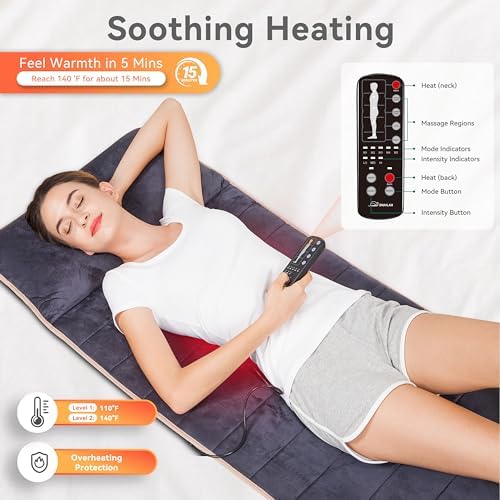 Snailax Full Body Massage Mat with Heat, Vibration Memory Foam Massager Pad - Image 3