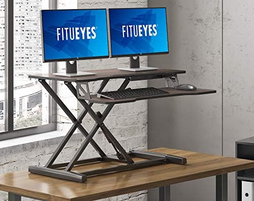 FITUEYES Height Adjustable Standing Desk 32” Wide Sit to Stand Converter - Image 6