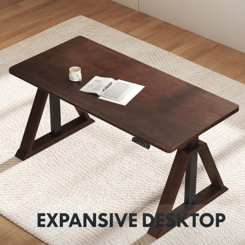 FLEXISPOT 63 x 30 Inch WoodiX Solid Wood Executive Standing Desk, Walnut - Image 4