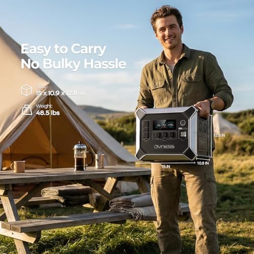 DYNESS 2048Wh Solar Generator with 2x100W Foldable Solar Panel, LiFePO4 Battery Backup 2400W AC (4800W Surge) Portable Power Station, Fast Charging for Home Backup, Camping, RV & Power Outage - Image 4