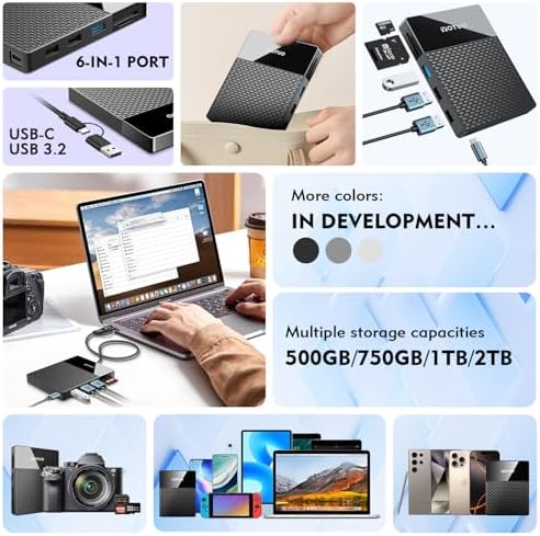 YOTUO Portable 750GB Docking Station External Hard Drive, USB C Multiport Hub HDD 7-in-1, USB 3.0, SD/TF Card Reader, for Windows, Mac, Android, TV, Phone, Laptop, Desktop - Image 4
