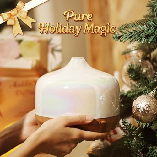 Porseme 500ml Glass Essential Oil Diffuser Aromatherapy Ultrasonic Cool Mist Humidifier 15-21 Running Hours Waterless Auto-Off Air Diffusers for Sleeping Yoga Working Spa(White Jade) - Image 6