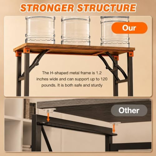 Folding Table Computer Desk - 35.8" No Assembly Folding Desk with Power Outlets & USB Charging Port, Small Desk, Foldable Office Desk, Compact Storage Portable Use for Small Space, Rustic Brown - Image 6
