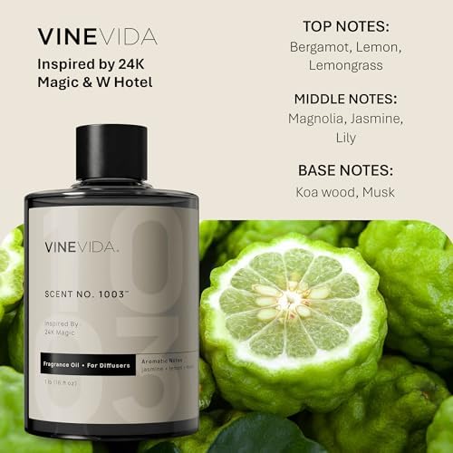VINEVIDA [16 Fl Oz] Scent NO. 1003 Fragrance Oil for Cold Air Diffusers, Aromatic Notes of Lemon Jasmine Musk, Essential Oils for Diffuser Oil Refill & Air Freshener Room Spray - Image 2