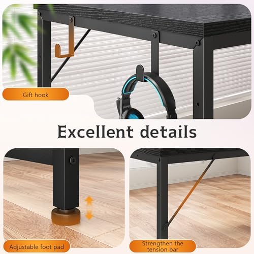 DurayLoly 48" Gaming Desk with Printer Shelf & Drawer for Teen Gaming Room - Image 6