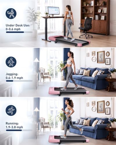 DeerRun Under Desk Walking Pad Treadmill for Home Office & Small Spaces, 6% Manual Incline, 0.6–3.8 MPH Walking Speed, 2.5 HP, 300 lb Capacity, App & Remote Control - Image 3