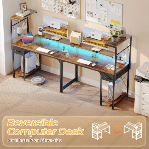 PRAISUN 39.4 Inch Gaming Desk with LED Lights & Power Outlets - Image 4