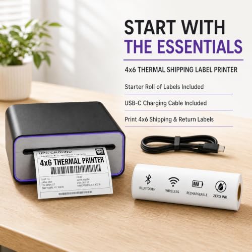 4x6 Thermal Shipping Label Printer, Bluetooth Wireless - Image 2