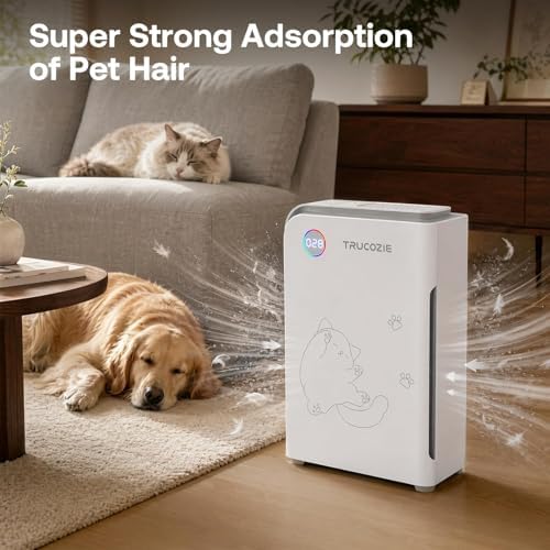 Trucozie Large Pet Air Purifier for Home up to 3000 Ft², Absorbs Floating Cat and Dog Hair, Smart WiFi, 3-in-1 Filter with Anion, Activated Carbon & HEPA for Pet Allergies, Smoke, Dust, White - Image 2