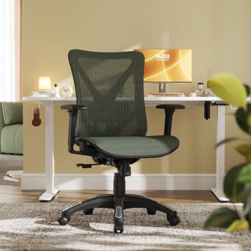 Ergonomic Office Chair, Mesh Computer Desk Chairs with BIFMA X5.1 Certified, Adjustable Lumbar Support, 3D Arm, Tilt Back, Wide Seat, Comfy Swivel Work Task Chair for Company and Home (Forest Green) - Image 2