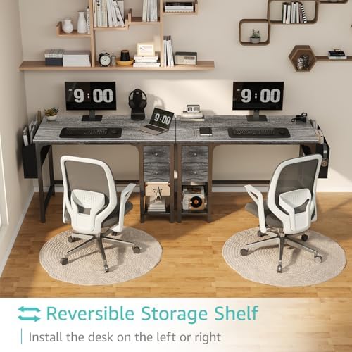 Lufeiya Computer Desk with Fabric Drawers, 40 Inch Gaming Desk for Small Space Home Office, Modern Simple Study Writing Table PC Desks for Bedroom, Gray - Image 4