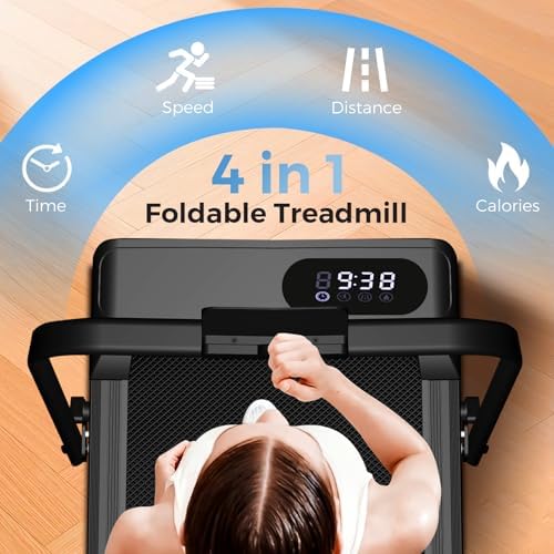 Walking Pad Treadmill with 8% Incline & Handle Bar, 2.5HP Portable Under Desk Treadmill for Home Office, Compact Foldable Treadmill Quiet Anti-Slip, 0.6-3.8 MPH Remote Speed Control, 350LBS Capacity - Image 3