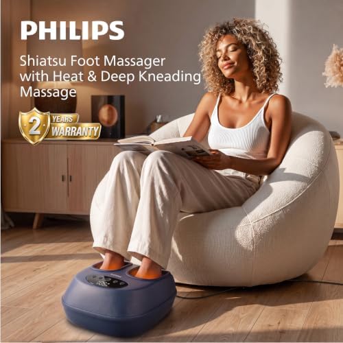 PHILIPS Foot Massager with Heat, Shiatsu Kneading & Air Compression, Blue - Image 2