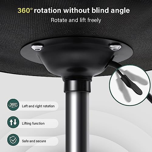 BFTOU Black Square Swivel Stool with Wheel for Work SPA Shop Massage Height-Adjustable and Cost-Effective Rolling Stool Chair with Back - Image 4