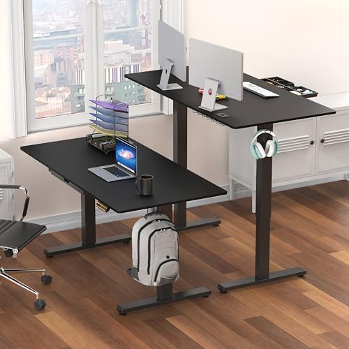 SHW 55 x 28 Electric Height Adjustable Standing Desk w/Drawer, Black - Image 2