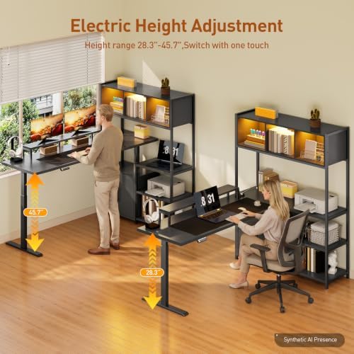 RALGEND 2 Pack L Shaped Standing Desk, Sit Stand Desk with Storage Hutch - Image 3
