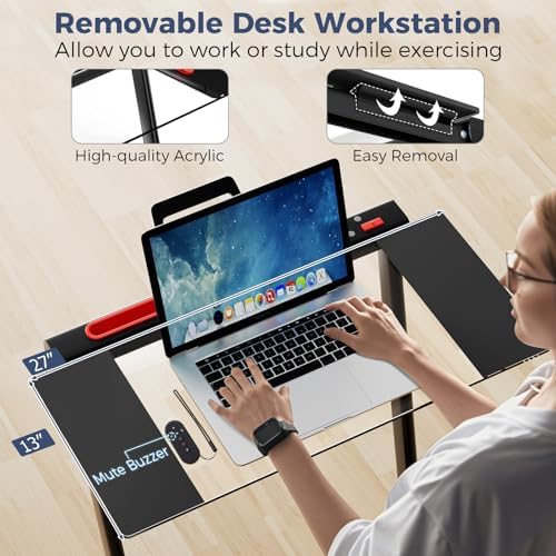 GYMAX Walking Pad Treadmill, 3 in 1 Folding Treadmill with Removable Desktop, Remote & 12 Preset Programs, 2.5 HP Under Desk Walking Pad Running Machine for Home Gym Exercise Workout - Image 4