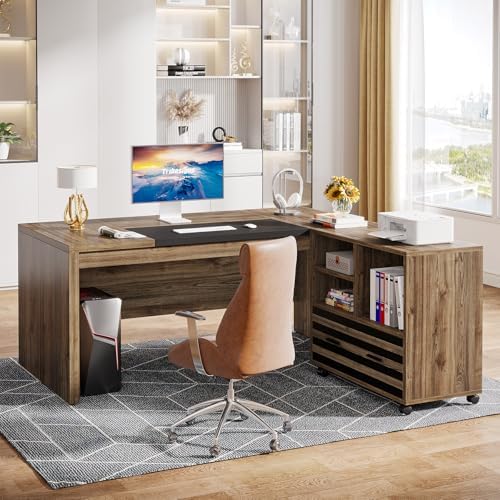 Tribesigns 62.2" L-Shaped Executive Desk with Mobile File Cabinet - Image 3