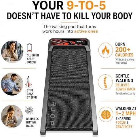 RJOP 2.5HP Walking Mat with Incline Pad, Under Desk Treadmill for Home Gym - Image 2