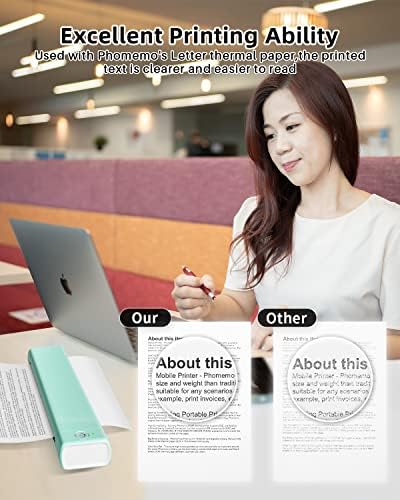 Phomemo Portable Wireless Printer - Travel-Sized, Compatible with iOS & Android, Bluetooth, Supports 8.5" X 11" Letter Thermal Paper, Includes 1 Case - Image 5