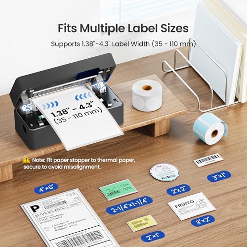 Bluetooth Thermal Shipping Label Printer, 4x6 Portable Thermal Label Printer, Compatible with iPhone, Android, Windows & Mac, Widely Used for USPS UPS Amazon Shopify Etsy (Dark Grey) - Image 3