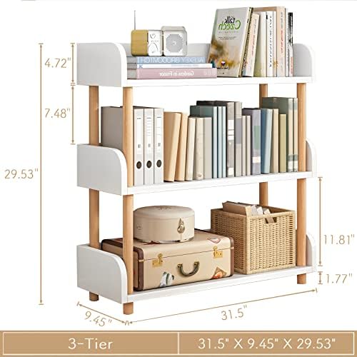 OSCHF 3-Tier Wooden Open Bookcase, Warm White - Image 2