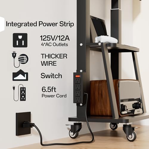 Rolling TV Stand with Power Outlet for 45 to 100 inch TV, - Image 2