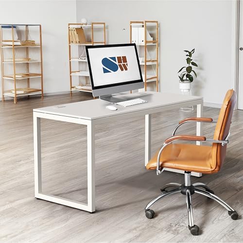 SHW 55-Inch Commercial-Grade Office Computer Desk, White - Image 2